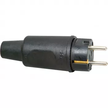 Kopp 179516009 Schuko-Sicherheitsstecker, Gummi, 16 A, 230 V, IP44, Schwarz