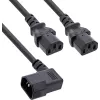 InLine® Netzteil-Y-Kabel, Kaltgeräte, 1x IEC-C14 abgewinkelt auf 2x IEC-C13, 1,8 m