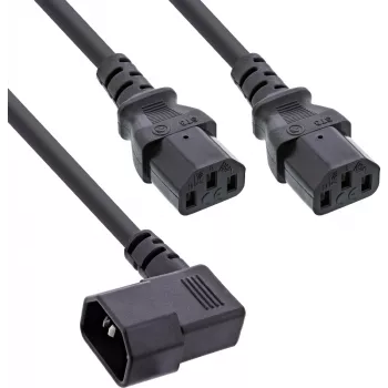 InLine® Netzteil-Y-Kabel, Kaltgeräte, 1x IEC-C14 abgewinkelt auf 2x IEC-C13, 1,8 m