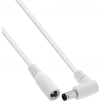 InLine® DC-Verlängerungskabel, Winkelstecker, 5,5 x 2,5 mm, Weiß, 1 m