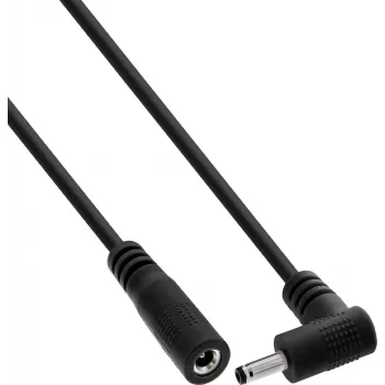 InLine® DC-Verlängerungskabel, Winkelstecker, 3,5 x 1,35 mm, Schwarz, 2 m