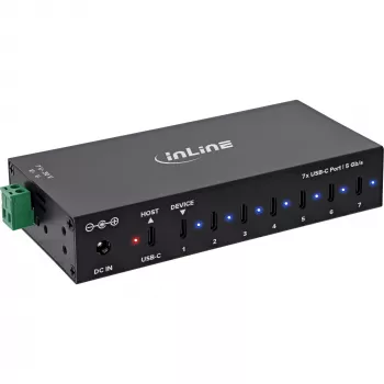 DELOCK InLine® USB 3.2 Gen.1 Industrial Hub, USB-C, 7-Port, mit Netzteil