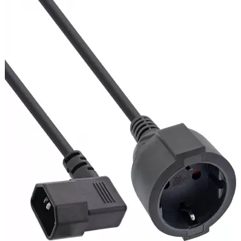 InLine® Netzadapterkabel, IEC C14 mit Gewinde auf Schutzkontakt-Steckdose, 0,5 m