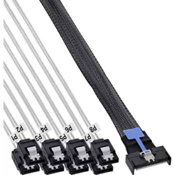 InLine® MCIO x8 Breakout-Kabel auf 8x SATA, 0,75 m