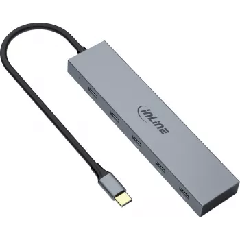 InLine USB-C Hub, 4x USB-C + Power Delivery 100 W, USB 3.2 Gen 2, Grau