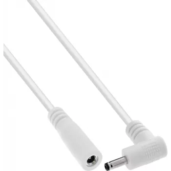 InLine® DC-Verlängerungskabel, Winkelstecker, 3,5 x 1,35 mm, Weiß, 5 m