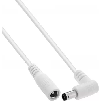 InLine® DC-Verlängerungskabel, Winkelstecker, 5,5 x 2,5 mm, Weiß, 5 m