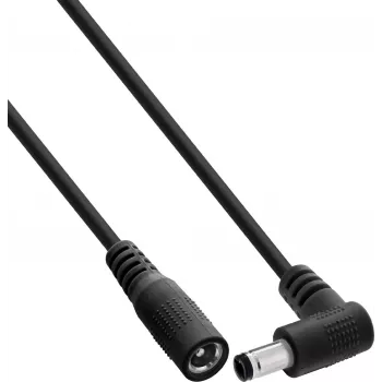 InLine® DC-Verlängerungskabel, Winkelstecker, 5,5 x 2,5 mm, Schwarz, 3 m