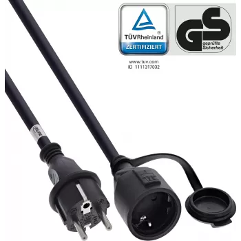 InLine® Schutzkontakt-Verlängerung, Outdoor IP44, Berührungsschutz, 5m