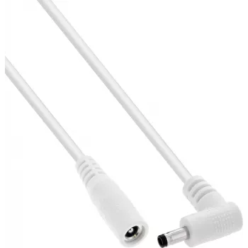 InLine® DC-Verlängerungskabel, Winkelstecker, 4,0 x 1,7 mm, Weiß, 2 m