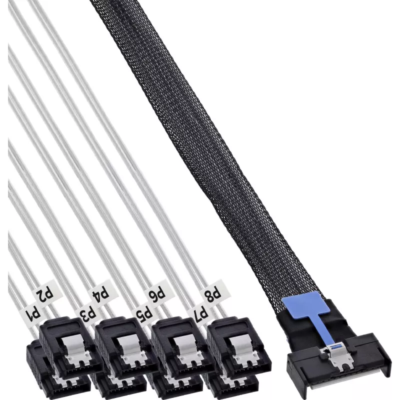 InLine® MCIO x8 Breakout-Kabel auf 8x SATA, 1 m