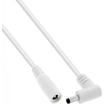 InLine® DC-Verlängerungskabel, Winkelstecker, 4,0 x 1,7 mm, Weiß, 5 m