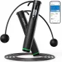 RENPHO Smart Springseil 2-in-1 R-Q008, Bluetooth 5.0, kabellos & mit Seil Modi, LED-Anzeige, verstellbare Länge, USB-C aufladbar, Schwarz