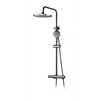 Thermostat-Duschset ST-98001 mit Regendusche und Handbrause, poliertes Chrom