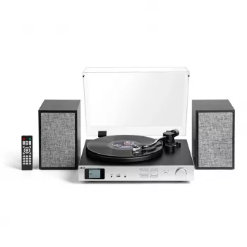 AKAI ATT-500SP Plattenspieler mit Riemenantrieb, externen Lautsprechern, Bluetooth, USB-Aufnahme, Schwarz