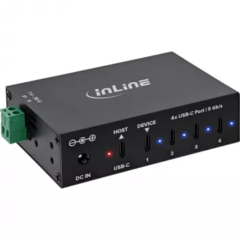 DELOCK InLine® USB 3.2 Gen.1 Industrial Hub, USB-C, 4-Port, mit Netzteil