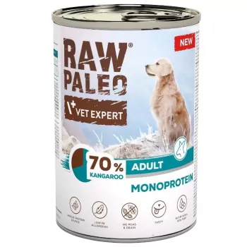 VetExpert Raw Paleo Kangaroo Adult Dog Nassfutter 400g Dose – Getreidefrei, mit einer einzigen Proteinquelle