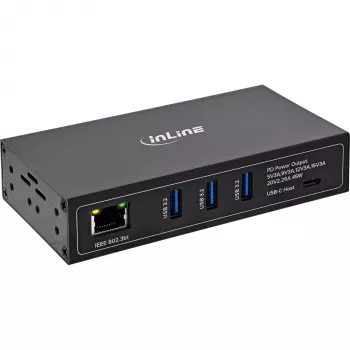 InLine® Industrial 4-Port USB PoE Hub (3x USB-A / 1x USB-C)