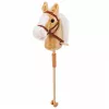 LEAN TOYS Steckenpferd mit Galopp- und Wiehergeräuschen, Beige, 100 cm