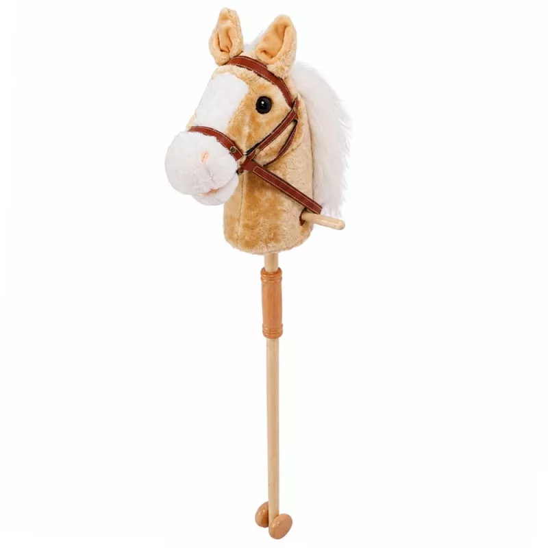 LEAN TOYS Steckenpferd mit Galopp- und Wiehergeräuschen, Beige, 100 cm