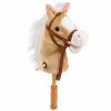 LEAN TOYS Steckenpferd mit Galopp- und Wiehergeräuschen, Beige, 100 cm