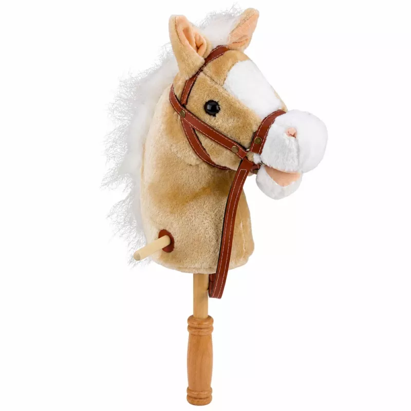 LEAN TOYS Steckenpferd mit Galopp- und Wiehergeräuschen, Beige, 100 cm