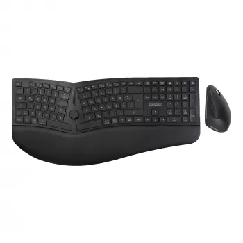 Perixx PERIDUO-614 DE Kabelloses Ergonomisches Tastatur- und Maus-Set, Geteilte Tastatur, Vertikale Maus, 2,4 GHz, Schwarz (Deutsches Layout)