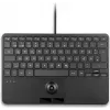 PERIX PERIBOARD-427 H DE Kabelgebundene USB-Mini-Tastatur mit integriertem Trackball und Hintergrundbeleuchtung, Schwarz