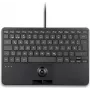 PERIX PERIBOARD-427 H DE Kabelgebundene USB-Mini-Tastatur mit integriertem Trackball und Hintergrundbeleuchtung, Schwarz