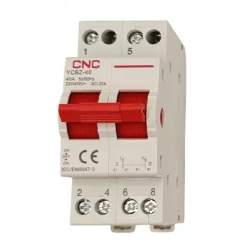 CNC EL240364 Modularer Umschalter YCBZ-40, 2-polig, 40 A, 1-0-2, DIN-Schienenmontage