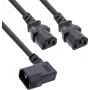 InLine® Netzteil-Y-Kabel, Kaltgeräte, 1x IEC-C14 abgewinkelt auf 2x IEC-C13, 1m