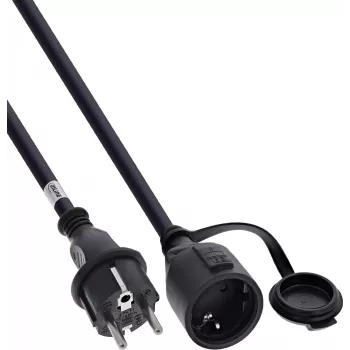 InLine® Schutzkontakt-Verlängerung, Outdoor IP44, Berührungsschutz, 3m