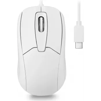 Perixx PERIMICE-209 C W Kabelgebundene USB-C Optische Maus, 1000 DPI, 3 Tasten, Scrollrad, Beidhändig, Weiß