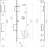 PSG 63.211 L/P Einsteckschloss mit Falle und Riegel, wechselbar, 220 x 22 mm Stulp, 72 mm PZ, 50 mm Entfernung, verzinkter Stahl