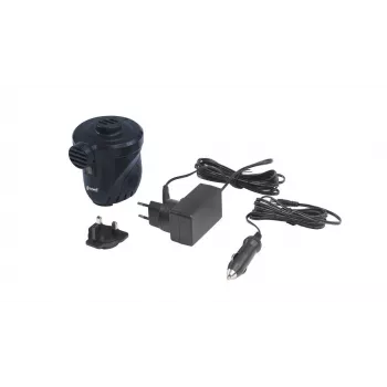 Outwell 651062 Elektrische Luftpumpe - 12V DC / 230V AC, Aufpumpen & Entlüften, 3 Universal-Düsen, Schwarz
