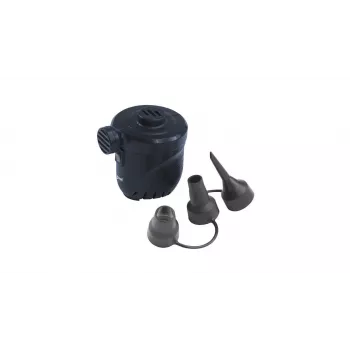 Outwell 651062 Elektrische Luftpumpe - 12V DC / 230V AC, Aufpumpen & Entlüften, 3 Universal-Düsen, Schwarz