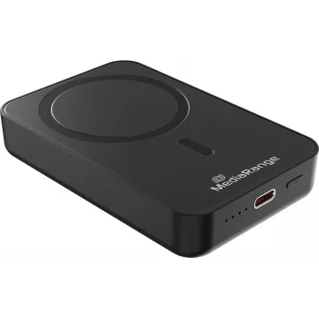 MEDIARANGE Magnetische kabellose Powerbank 10.000mAh 15W MagSafe-kompatibel Schnellladen mit USB-C PD 20W & USB-A QC 3.0, Schwarz
