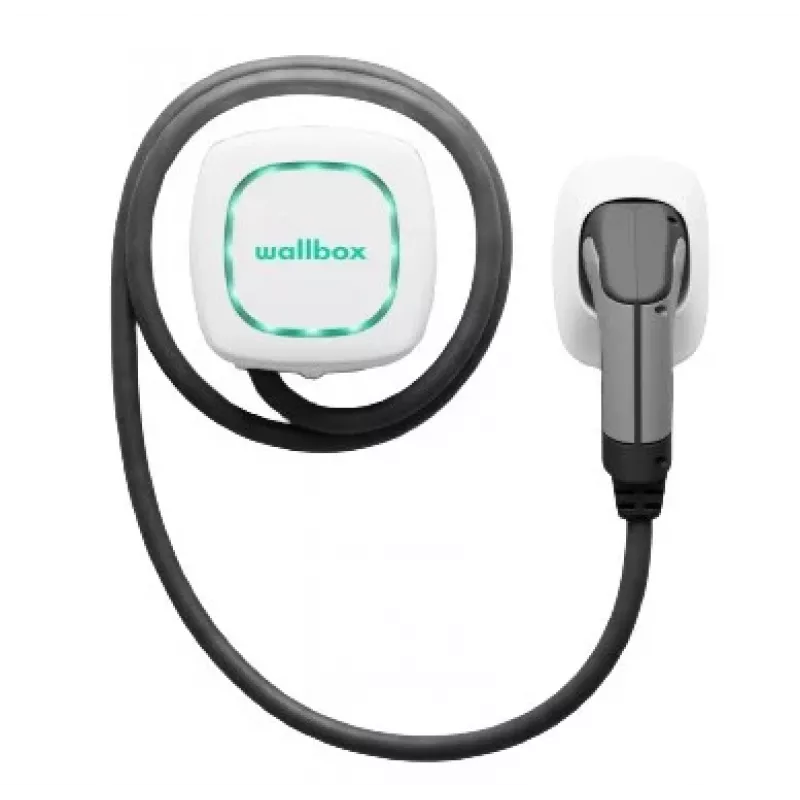 Wallbox Pulsar Plus 7,4 kW Typ 2 Ladestation für Elektrofahrzeuge, Weiß mit 5m schwarzem Kabel