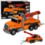 LEAN TOYS Abschleppwagen mit Kran Pannenhilfe Haken Lichter Geräusche Orange 1:18