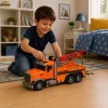 LEAN TOYS Abschleppwagen mit Kran Pannenhilfe Haken Lichter Geräusche Orange 1:18