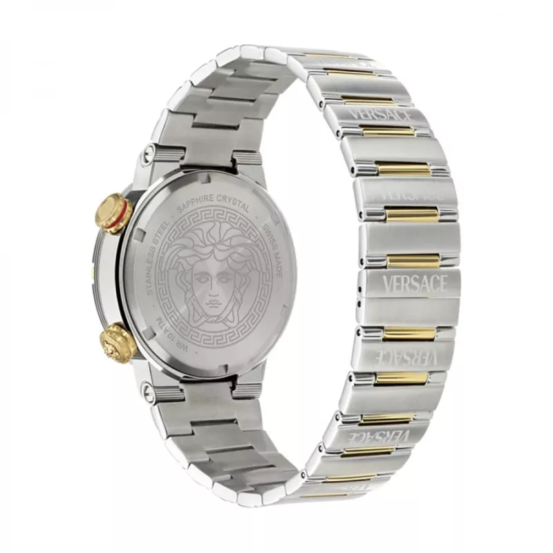 Versace V-Race Herrenuhr Swiss Quartz VE8G00424 43mm Edelstahl Schwarzes Zifferblatt