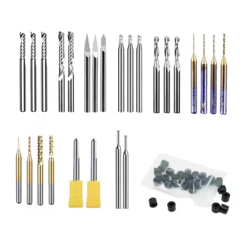 MAKERA Carvera Essential Extended Fräsersatz (52 Stück) – Massiv Wolframkarbid CNC-Fräser, 1/8 inch & 1/4 inch Schäfte, verschiedene Typen für Holz, Kunststoff, Aluminium, Leiterplatten