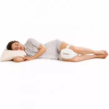 Momcozy EP001 Ergonomisches Memory-Schaum-Kniekissen für Seitenschläfer, Creme-Weiß