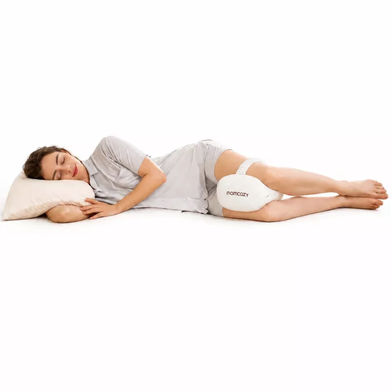 Momcozy EP001 Ergonomisches Memory-Schaum-Kniekissen für Seitenschläfer, Creme-Weiß