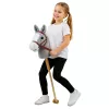 LEAN TOYS Steckenpferd Pferd auf einem Stock Pferdekopf Galoppieren Wiehern Geräusche Grau 100 cm