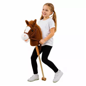 LEAN TOYS Steckenpferd mit Galopp- und Wiehergeräuschen, Braun, 100 cm