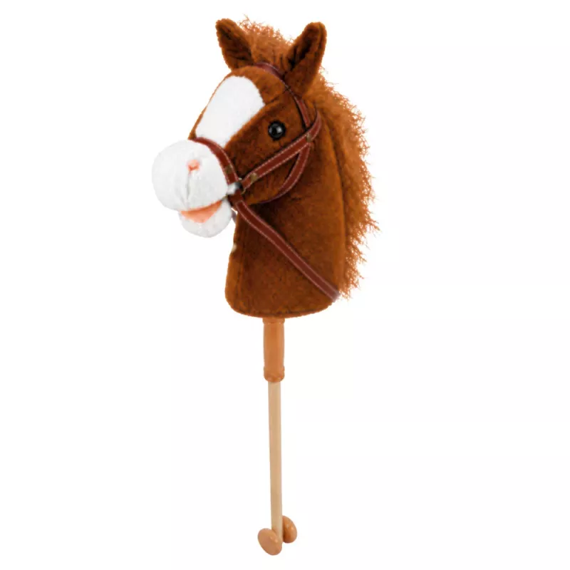 LEAN TOYS Steckenpferd mit Galopp- und Wiehergeräuschen, Braun, 100 cm
