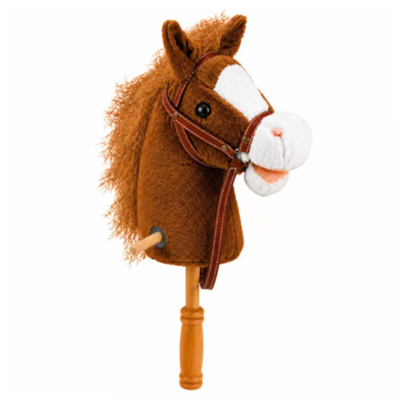 LEAN TOYS Steckenpferd mit Galopp- und Wiehergeräuschen, Braun, 100 cm