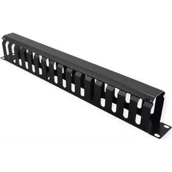 VALUE 1U 19-Zoll Front-Kabelmanagement-Panel mit 5 D-Ringen, Schwarz RAL 9005