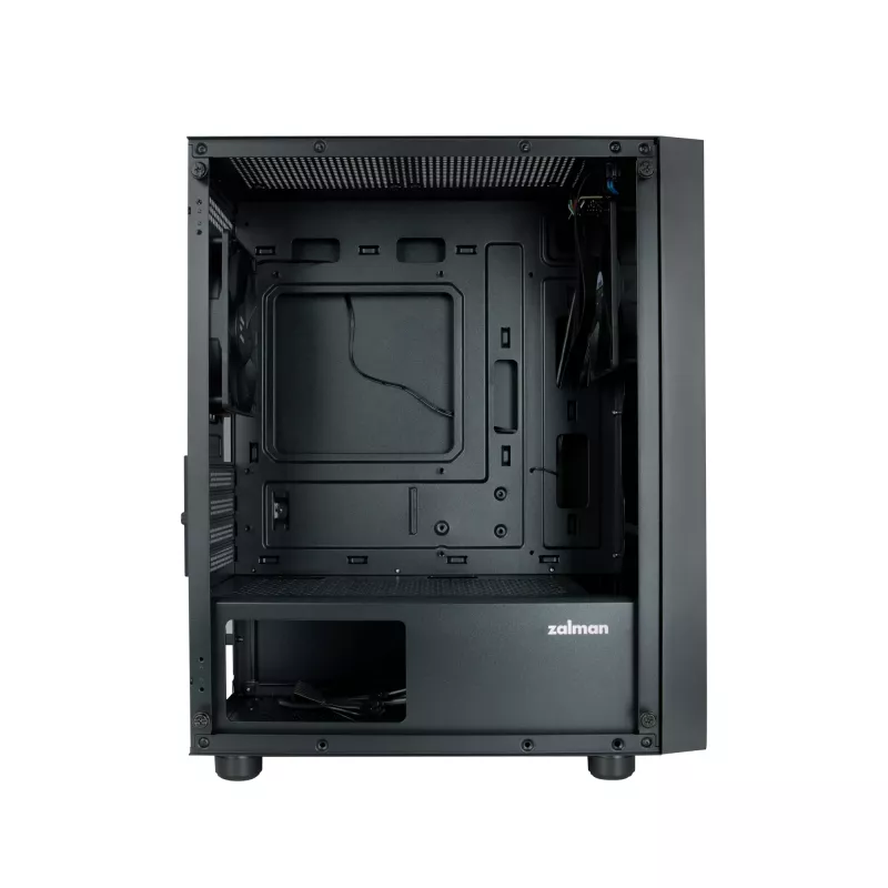 Zalman T3 PLUS mATX Mini-Tower PC-Gehäuse, Schwarz, Acrylfenster, 2 Lüfter